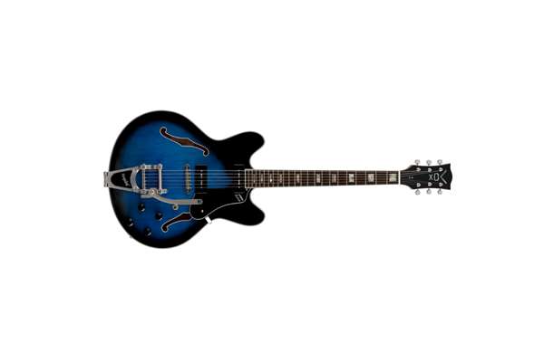 Vox Bobcat V90 Bigsby Semi-Hollow Electric Guitar With Case, Sapphire Blue