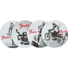 Fender™ Vintage Ads 4-Pk Coaster Set, Black and White