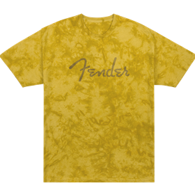 Fender® Spaghetti Logo Tie-Dye T-Shirt, Mustard, S