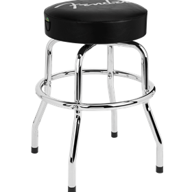 Fender® Spaghetti Logo Pick Pouch Barstool, Black/Chrome, 24"