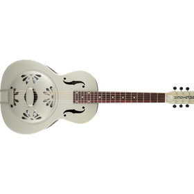 G9201 Honey Dipper™ Round-Neck, Brass Body Biscuit Cone Resonator Guitar, Shed Roof Finish