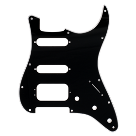 Pickguard, Stratocaster® H/S/S, 11-Hole Mount (3-Screw Mount HB), 3-Ply, Black