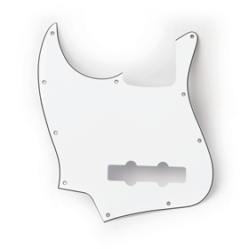 Pickguard, Jazz Bass® (Left-Hand), 10-Hole Mount, White, 1-Ply