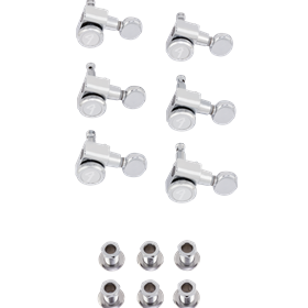 Fender® Staggered Locking Tuners with Vintage-Style Buttons, Polished Chrome (6)