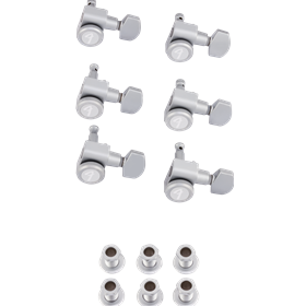 Locking Stratocaster®/Telecaster® Staggered Tuning Machines, Brushed Chrome (6)