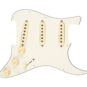 Pre-Wired Strat Pickguard, Hot Noiseless SSS, Parchment 11 Hole PG