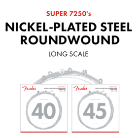7250 Bass Strings, Nickel Plated Steel, Long Scale, 7250ML .045-.100 Gauges, (4)