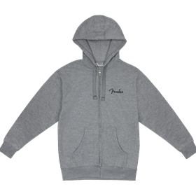 Fender® Spaghetti Small Logo Zip Front Hoodie, Athletic Gray, S