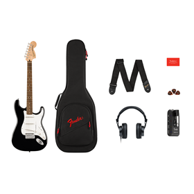 Affinity Series™ Stratocaster® Mustang™ Micro Pack, Laurel Fingerboard, Black, Gig Bag, HD9, US, CA,