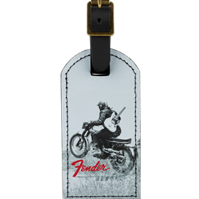 Fender® Vintage Ad Luggage Tag, Motorcycle Rider