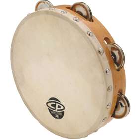 8" Wood Tambourine, Headed, Single Row Jingles