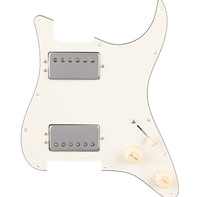 Pre-Wired Strat® Pickguard, Quadra Tap™ HH, Parchment 11 Hole PG