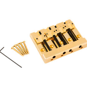 Fender® HiMass™ 4-String Bass Bridge Assembly With Zinc Saddles, Gold