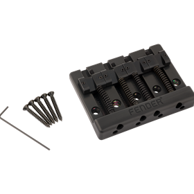 Fender® HiMass™ 4-String Bass Bridge Assembly With Brass Saddles, Black