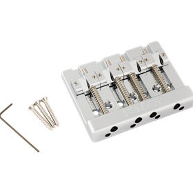 Fender® HiMass™ String-Through 4-String Bass Bridge Assembly With Brass Saddles, Chrome