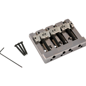 Fender® HiMass™ String-Through 4-String Bass Bridge Assembly With Brass Saddles, Black Chrome