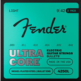 4250 Ultracore™ Guitar Strings, Nickel Plated Steel, Bullet End, 4250L Gauges .009-.042, (6) 3-Pack