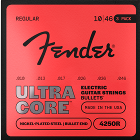 4250 Ultracore™ Guitar Strings, Nickel Plated Steel, Bullet End, 4250R Gauges .010-.046, (6) 3-Pack
