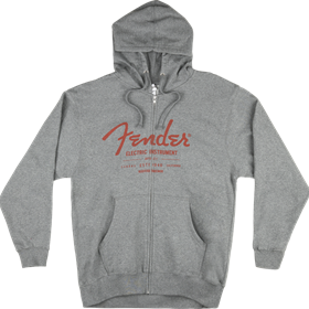 Fender Electric Instruments Men's Zip Hoodie, Gray, L