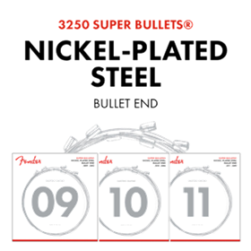 Super Bullet® Strings, Nickel Plated Steel, Bullet End, 3250L Gauges .009-.042, (6)