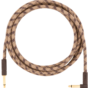 Festival Instrument Cable, Straight/Angle, 10', Pure Hemp, Brown Stripe