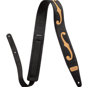 Gretsch® F-Holes Leather Strap, Black and Tan, 3"