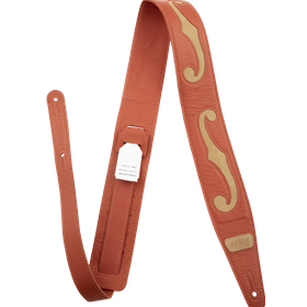 Gretsch® F-Holes Leather Strap, Orange and Tan, 3"