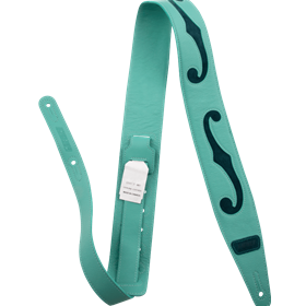 Gretsch® F-Holes Leather Strap, Surf Green with Dark Green Accents, 3"