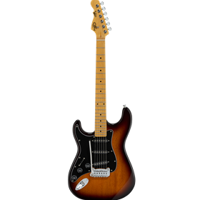 Tribute S-500, Lefty, Tobacco Burst, 3-ply Black pg, tinted gloss maple neck and fretboard