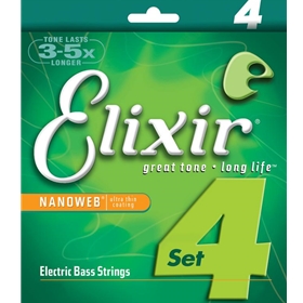 Elixir 4-String Light/Medium, Long Scale Electric Bass Nickel Plated Steel With Nanoweb Coatin(.045)