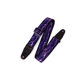 2" polyester guitar strap with printed design, Purple Lightning Print