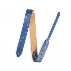 Levy's Junior Leather Guitar Strap, Blue with galaxy punch out, 1.5"