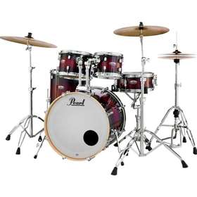 Pearl Decade Maple, 5 piece shell pack, Gloss Deep Red Burst, 2218B, 1007T, 1208T, 1616F, 1455S