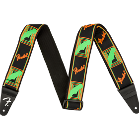 Neon Monogrammed Strap, Green and Orange, 2"