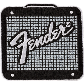 Fender™ Amp Logo Patch, Black and Chrome