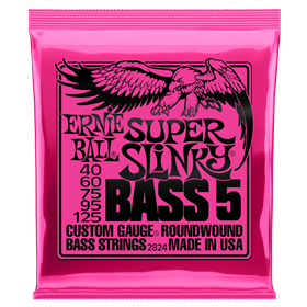 Ernie Ball Super Slinky Roundwound Bass Strings, 40-125, 5 String Set