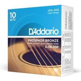 EJ16 Propack - 10 Sets .12-.53 Phosphor Bronze Acoustic Strings