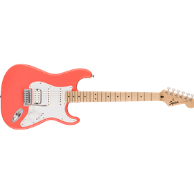 Squier Sonic® Stratocaster® HSS, Maple Fingerboard, White Pickguard, Tahitian Coral