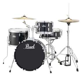 Roadshow Complete 4-Piece Drum Set W/ 18" Bass Drum, Jet Black