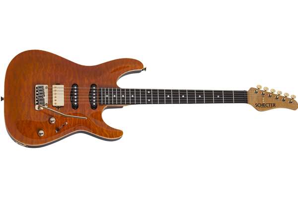 California Classic Electric Guitar With Hardcase, Transparent Amber Tamb