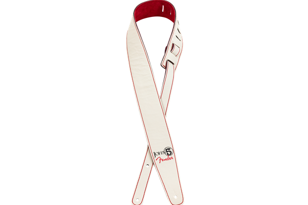 John 5 Leather Strap, White and Red