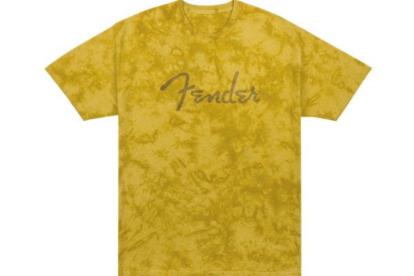 Fender® Spaghetti Logo Tie-Dye T-Shirt, Mustard, S