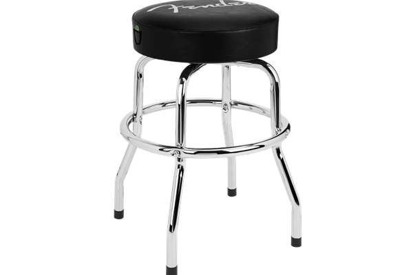 Fender® Spaghetti Logo Pick Pouch Barstool, Black/Chrome, 24"