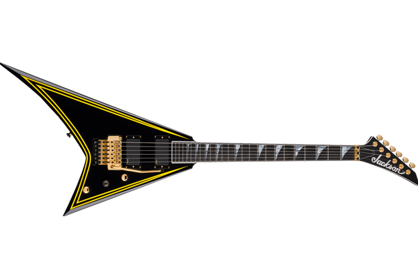 MJ Series Rhoads RR24MG, Ebony Fingerboard, Black with Yellow Pinstripes