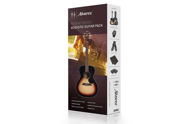 Alvarez Regent Folk Starter Kit w/ Gig Bag & Accessories, Sunburst