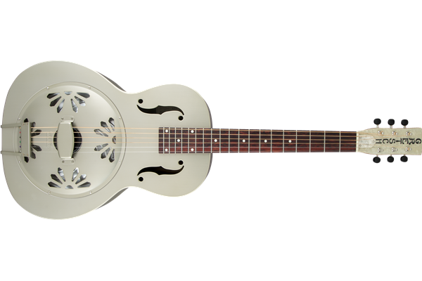G9201 Honey Dipper™ Round-Neck, Brass Body Biscuit Cone Resonator Guitar, Shed Roof Finish