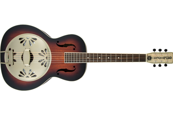 G9240 Alligator™ Round-Neck, Mahogany Body Biscuit Cone Resonator Guitar, 2-Color Sunburst