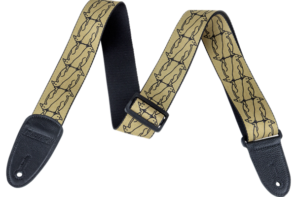 Gretsch® Alternating Gold Penguins Strap, Black