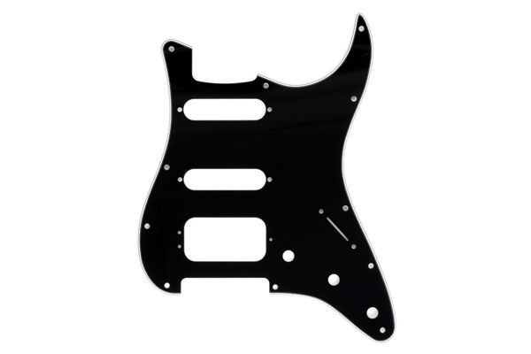 Pickguard, Stratocaster® H/S/S, 11-Hole Mount (3-Screw Mount HB), 3-Ply, Black