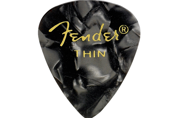 Premium Celluloid 351 Shape Picks, Thin, Black Moto, 144-Pack